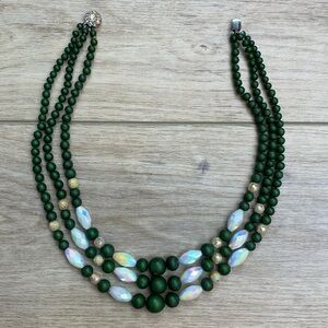Vintage Green‎ Pearl Multistrand Necklace